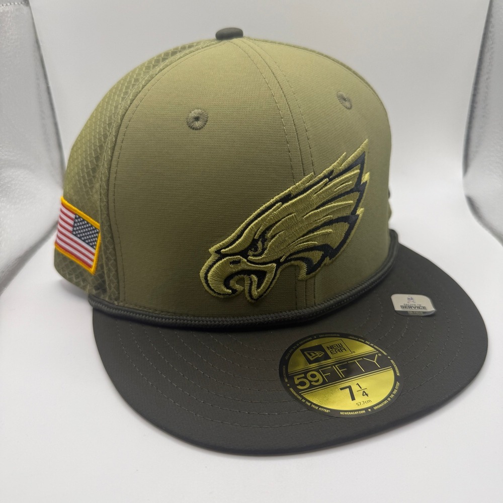 New Era 59FIFTY Philadelphia Eagles Salute to Service Hat Olive Green 7 1/4